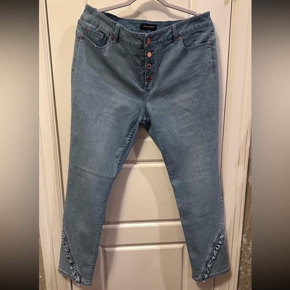 Ivanka Trump Skinny Ruffle Ankle Jeans